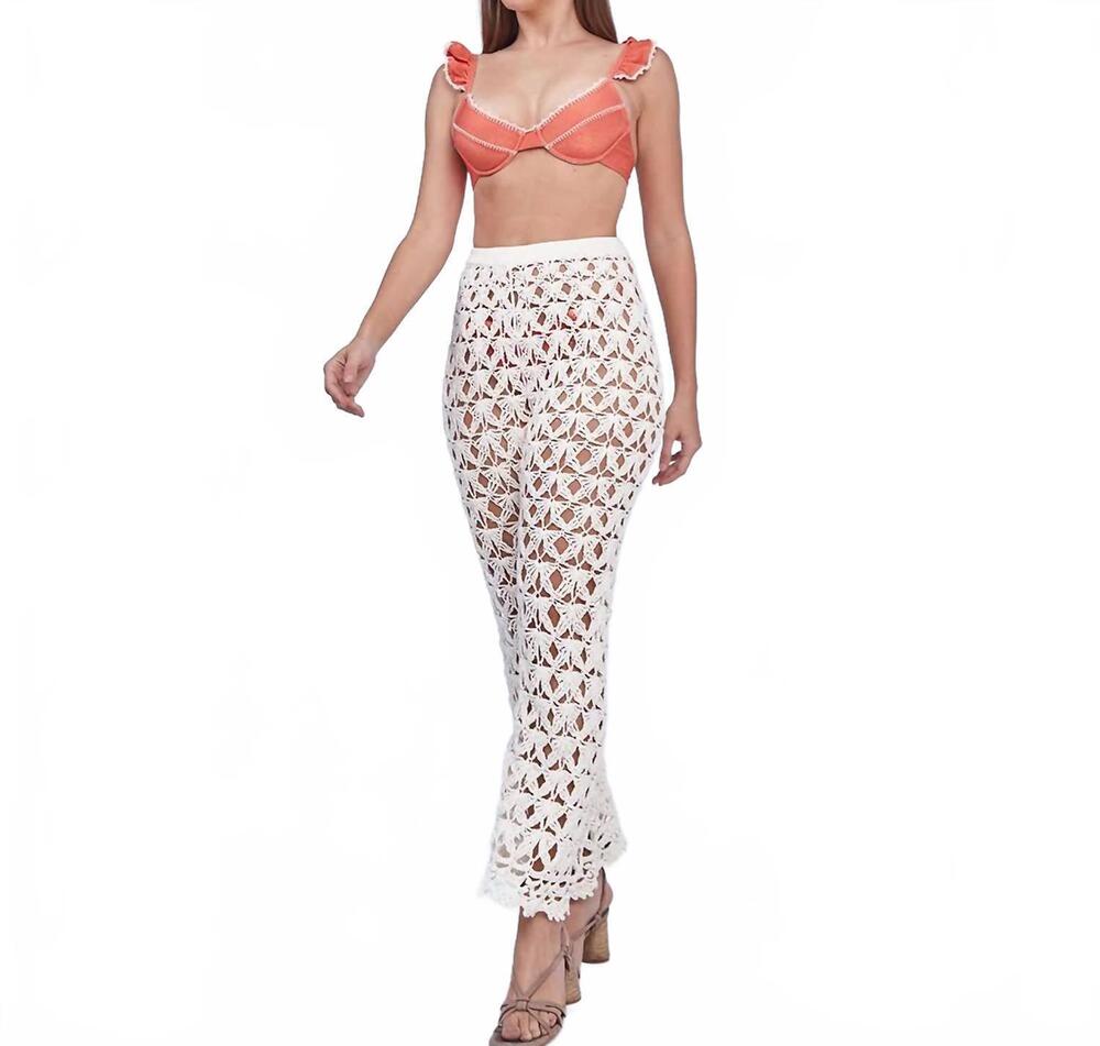 NEW CAPITTANA april crochet coverup pants in beige